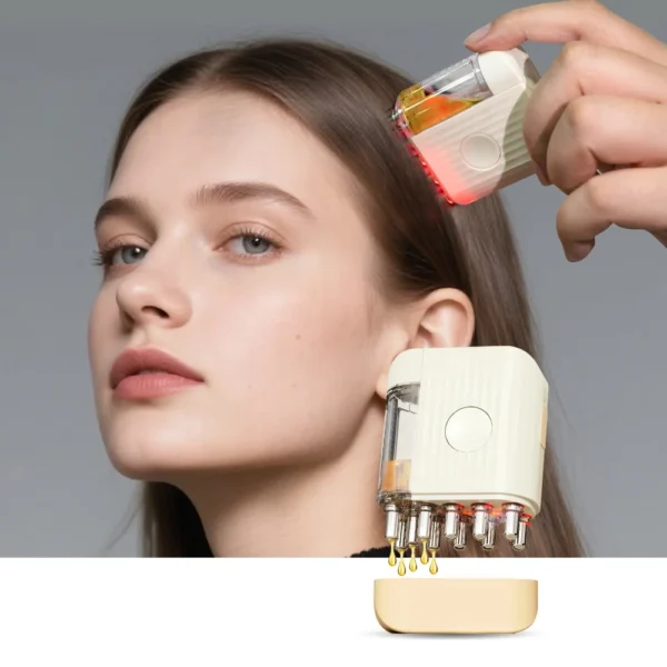 Scalp Care Hair Growth Scalp Massager LED Oil Brush Comb Scalp Massage Hair Growth Electric Hair Oil Applicator Serum Dispenser