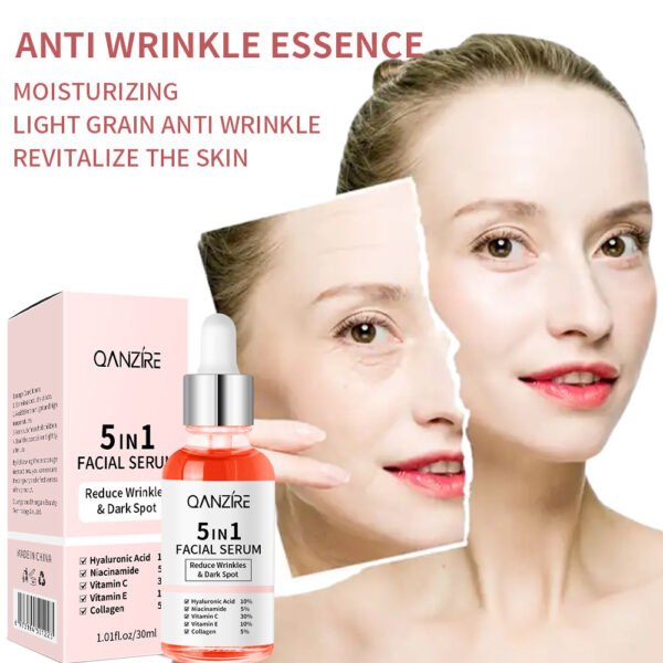 New Skin Care Serum Facial 5 in 1 Whitening Anti Aging Wrinkle Face Serum with 30% Vitamin C 5% Niacinamide 10% Anti Aging Serum